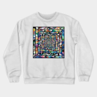 Splatter Paint on Concentric Squares, Spray Paint Rainbow Pattern Crewneck Sweatshirt